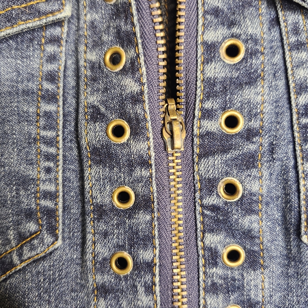 Jennifer Lopez Denim Jumpsuit in Dark Blue with Contrast Stitching - Picture 5 of 16